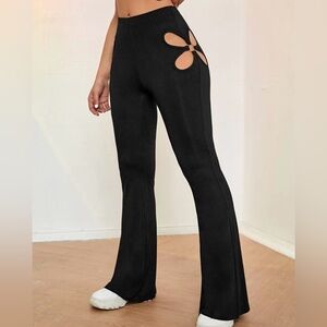 Black Cut-Out Flare Pants